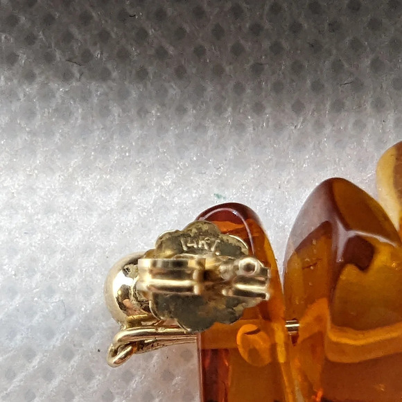 ✨ 14k Natural Baltic Amber Triple-Drop Earrings ✨ - Picture 2 of 3